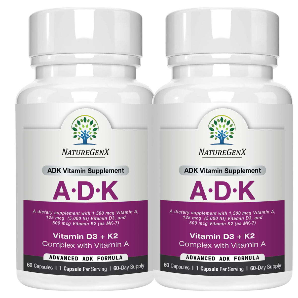 NatureGenX ADK Supplement bottle front view with 120 capsules