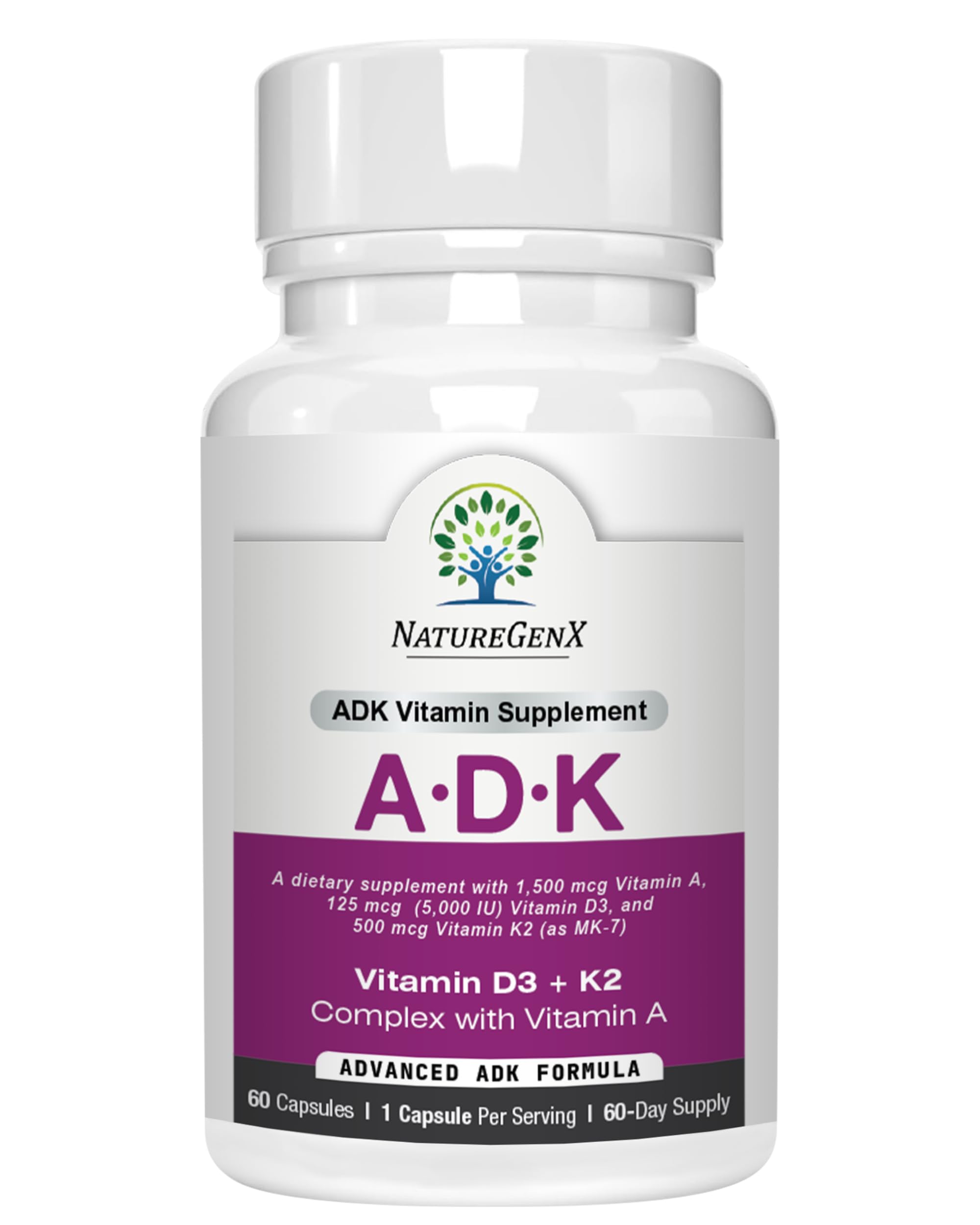 NatureGenX ADK Vitamin Supplement bottle front view