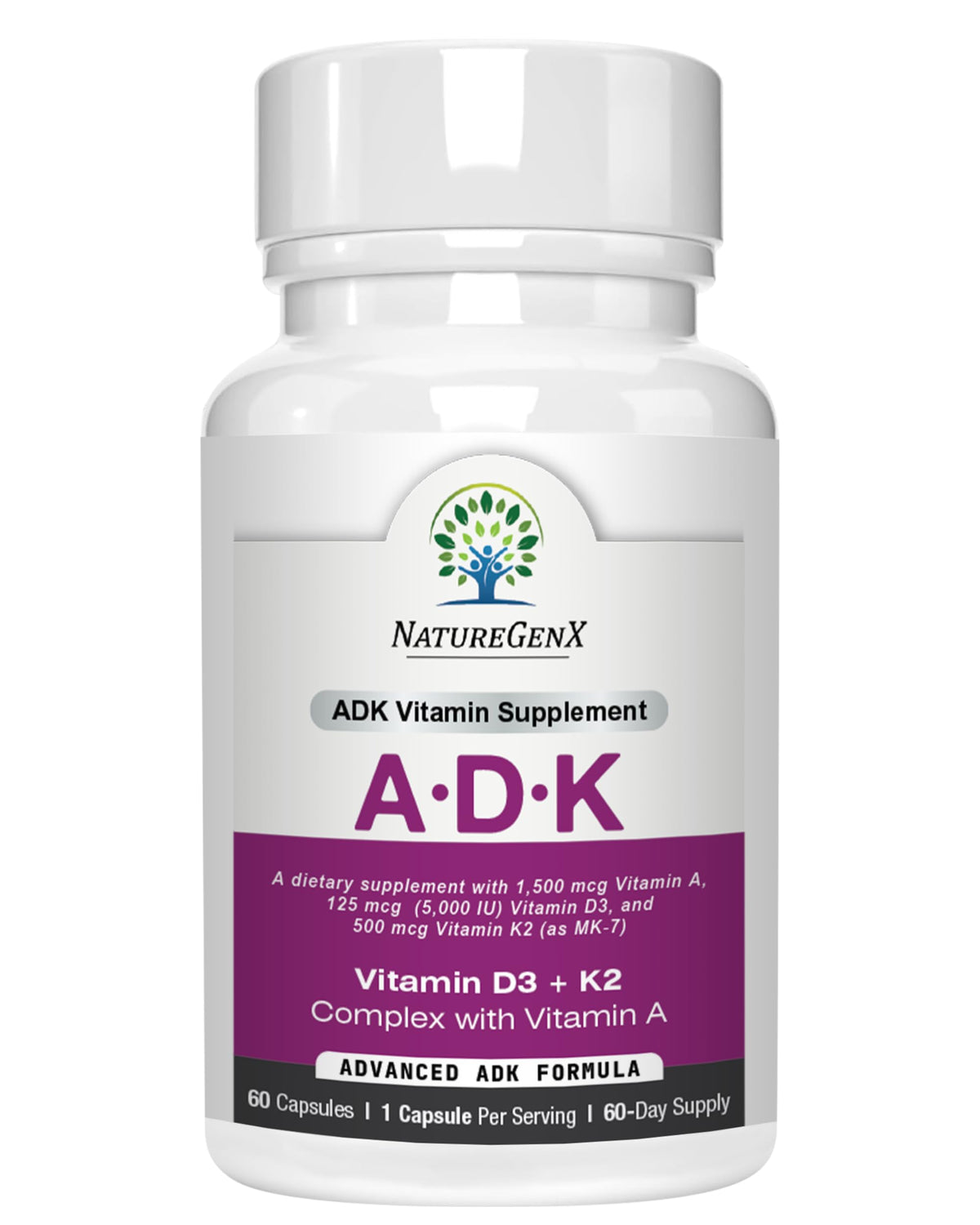 NatureGenX ADK Vitamin Supplement bottle front view