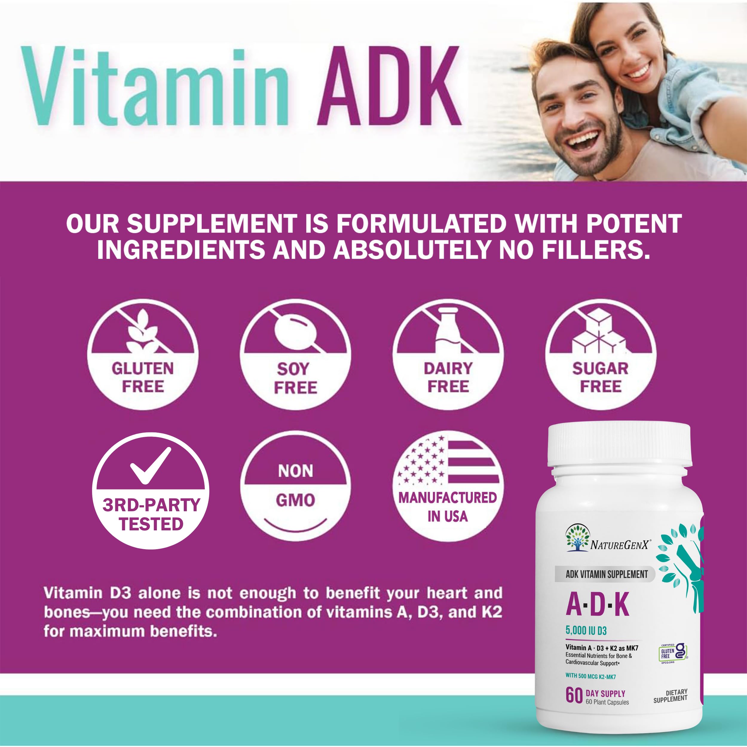 NatureGenX ADK Vitamin Supplement capsules close-up