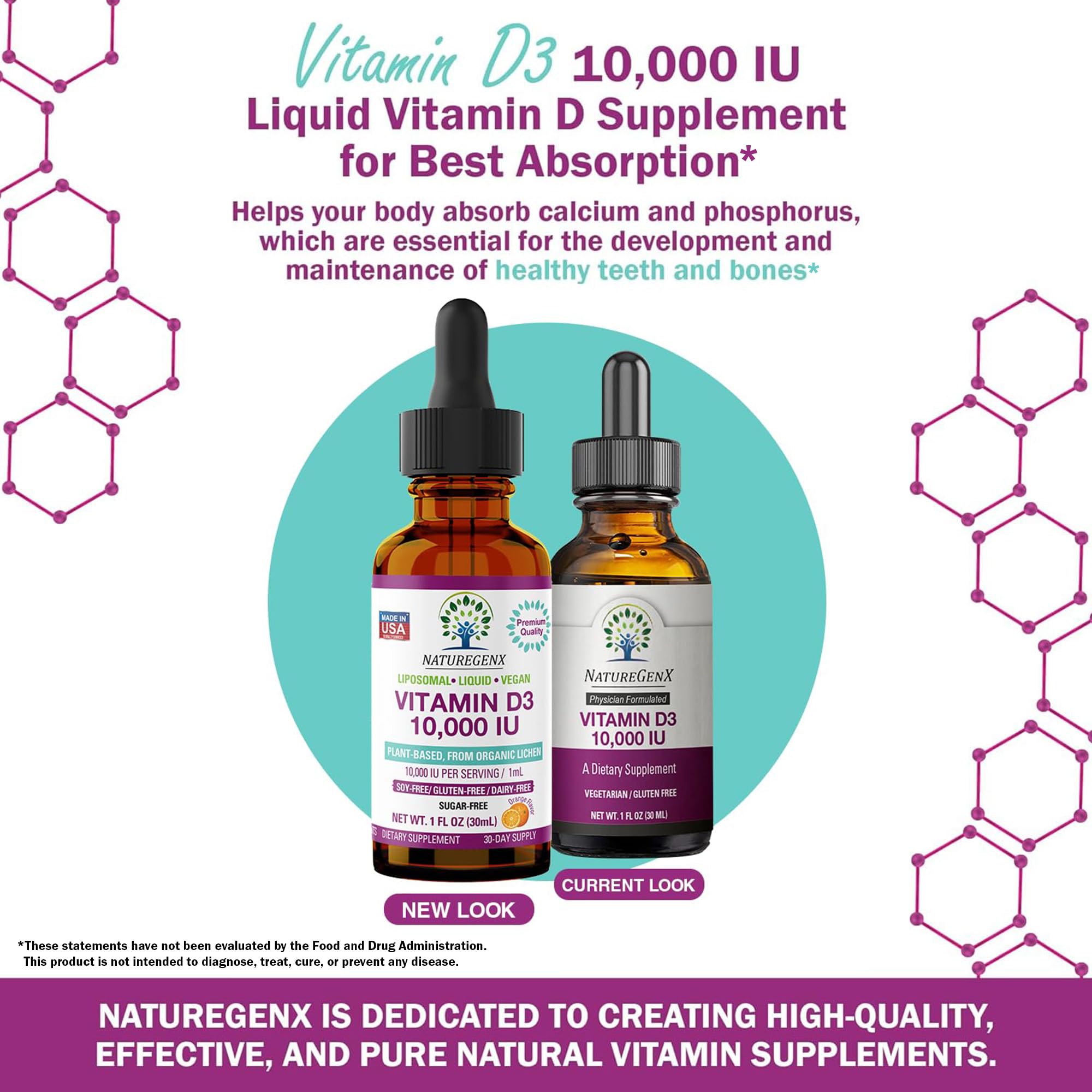 NatureGenX Liquid Vitamin D3 Drops 250mcg dropper bottle