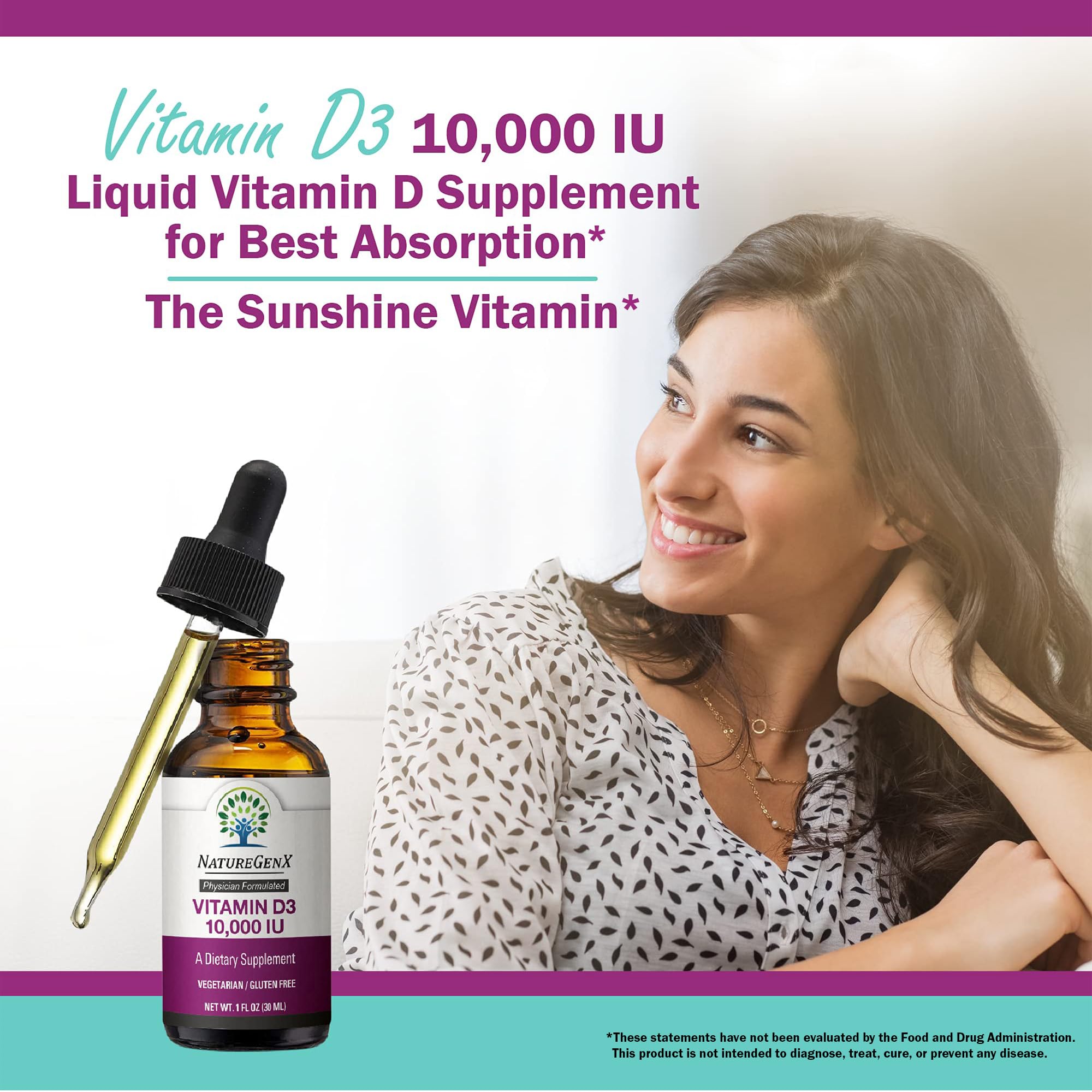 NatureGenX Liquid Vitamin D3 Drops 250mcg in use