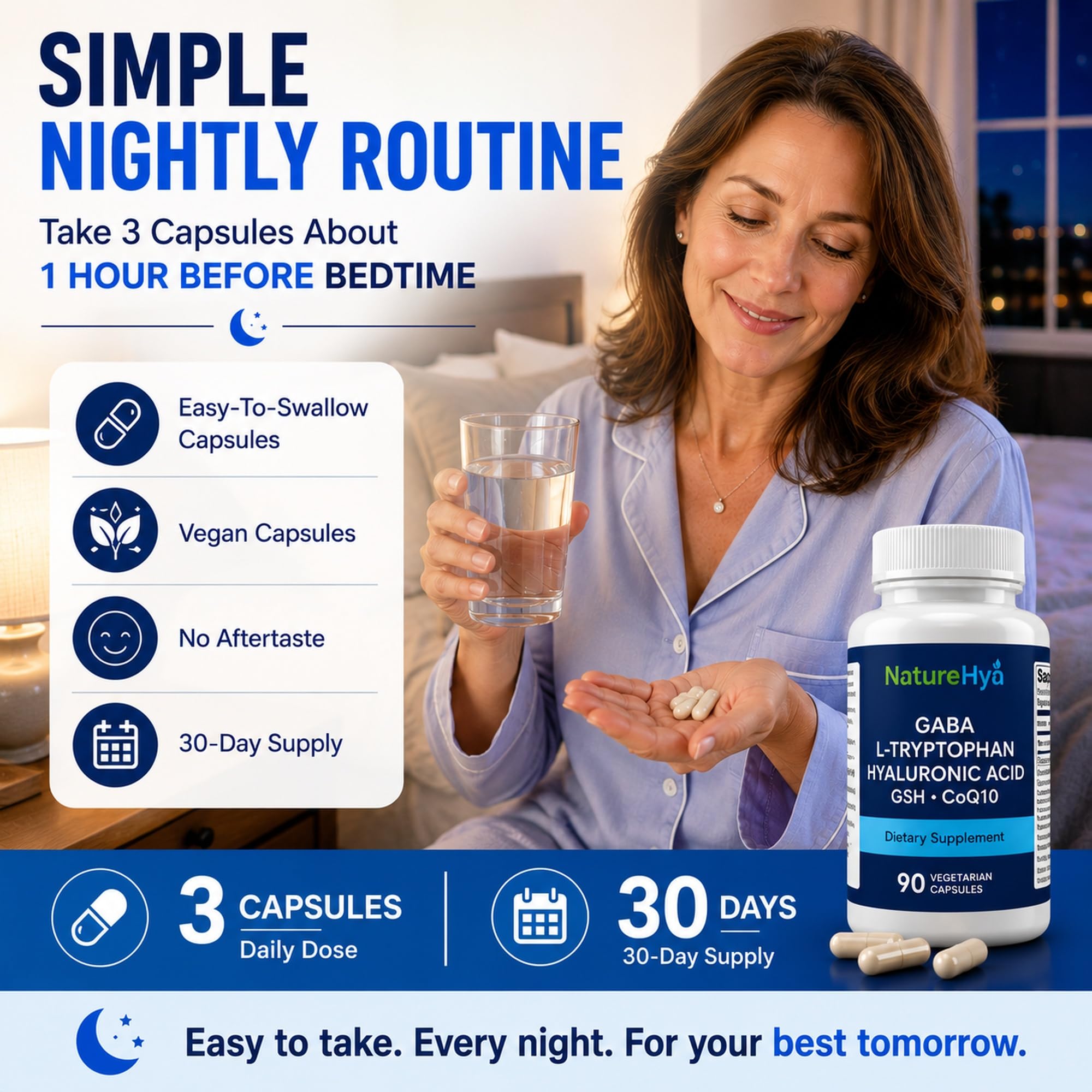 NatureHya GABA 600mg L-Tryptophan 180mg capsules ingredients list