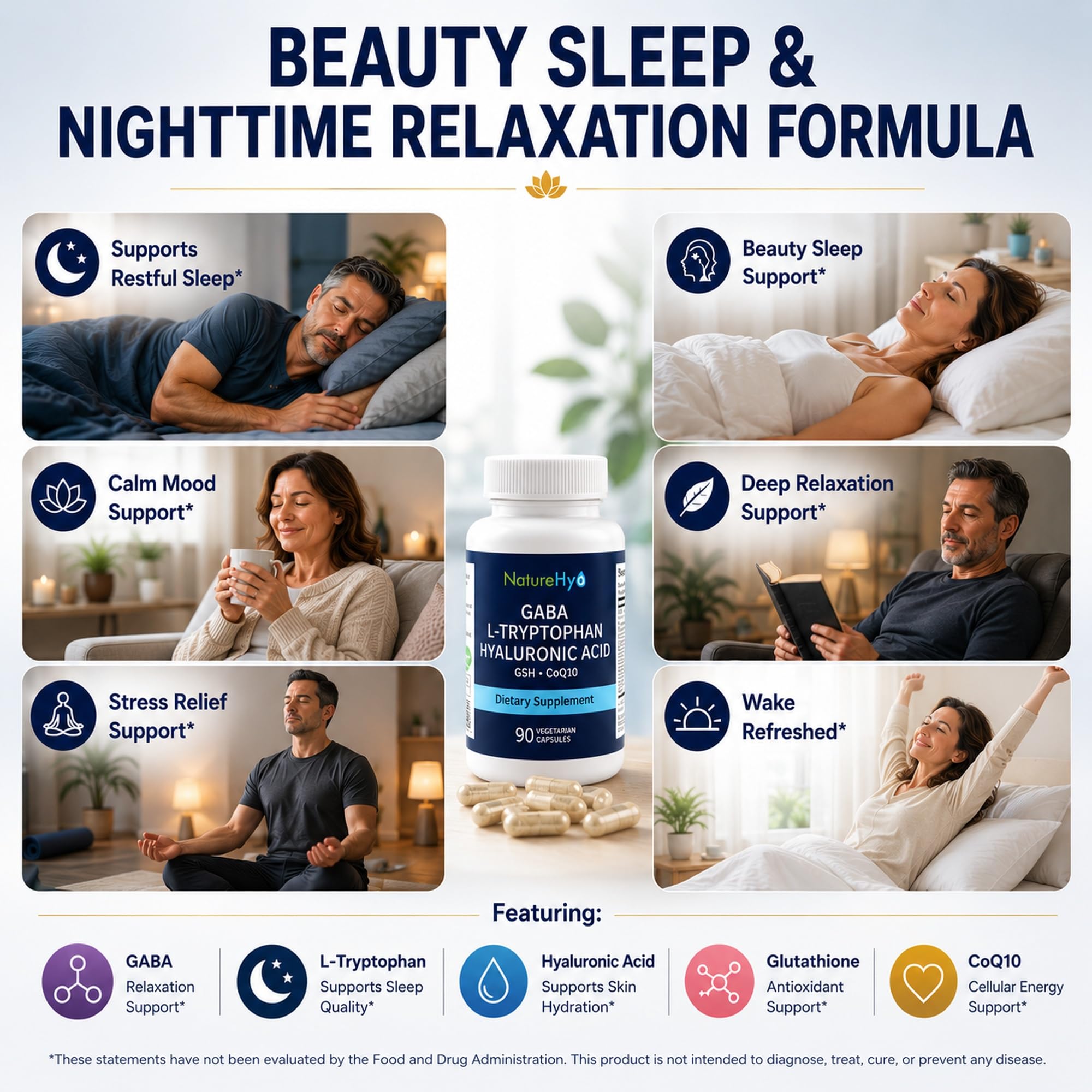 NatureHya GABA 600mg L-Tryptophan 180mg capsules packaging