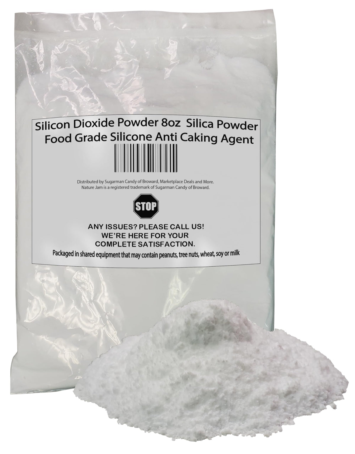 Naturejam Silica Powder 227g front view in poly bag