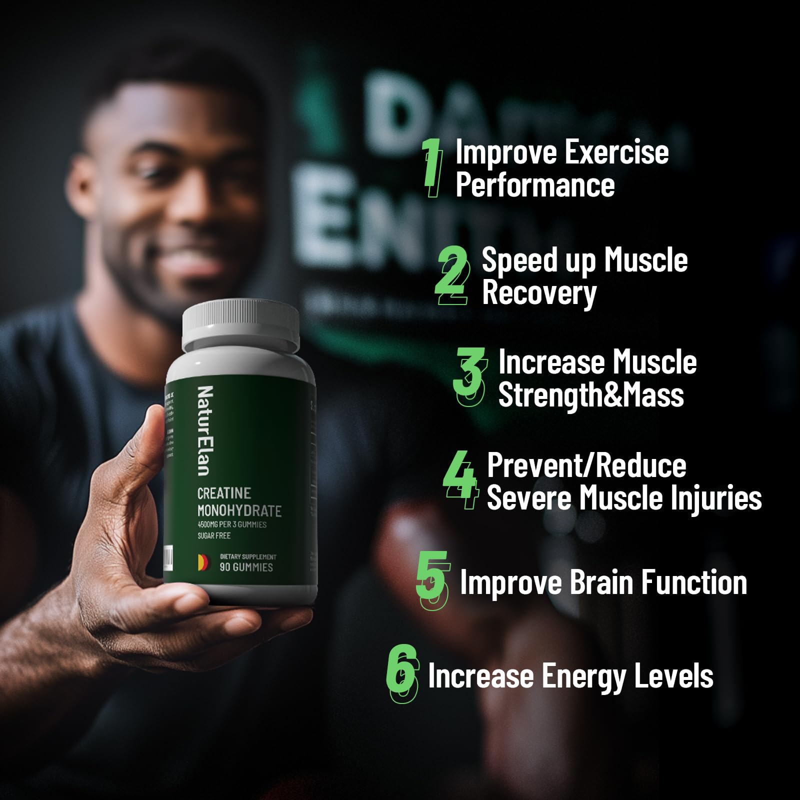 NaturElan Creatine Gummies nutritional information on the back