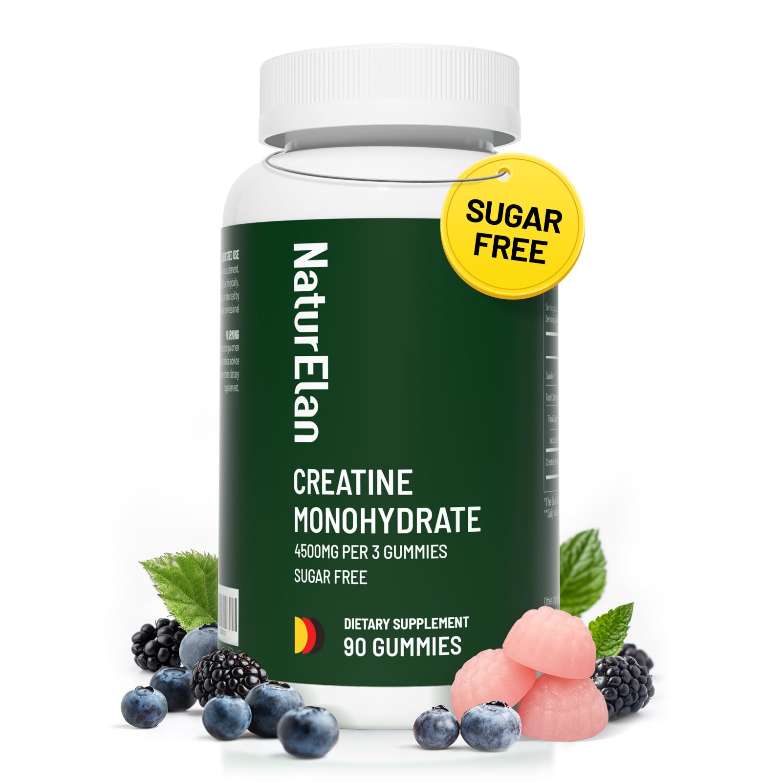 NaturElan Creatine Monohydrate Gummies front view with packaging