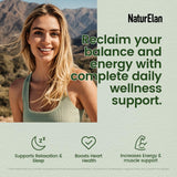 NaturElan Magnesium Glycinate 300mg Capsules on a wooden table
