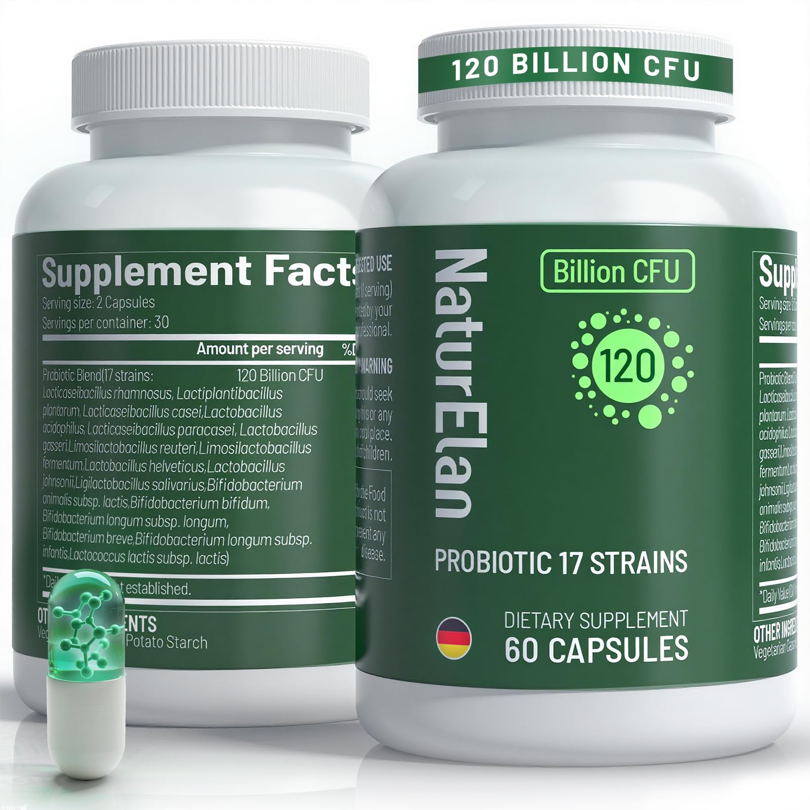 NaturElan Probiotic Capsules front view with packaging