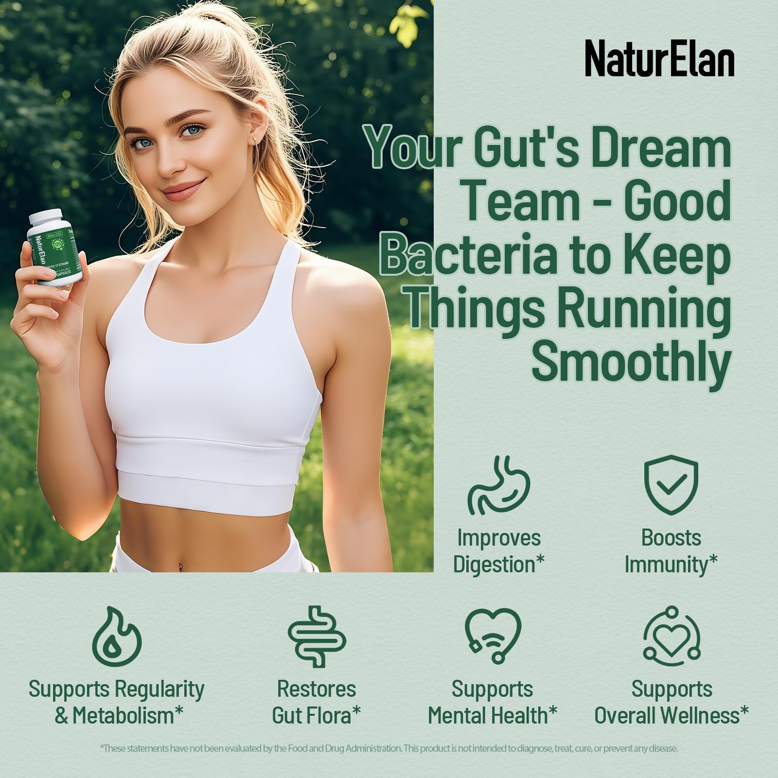 NaturElan Probiotic Capsules side view showing capsule details