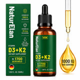 NaturElan Vitamin D3 K2 Drops 1000 IU 20 mcg MK-7 front view