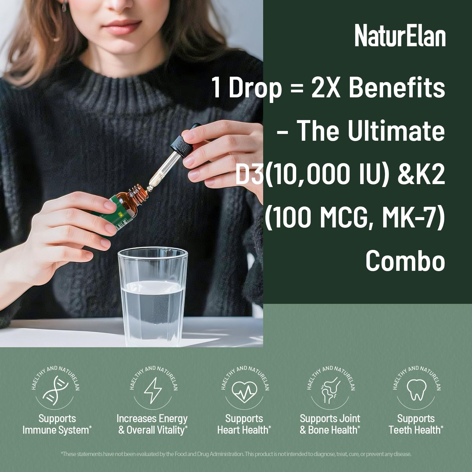 NaturElan Vitamin D3 & K2 Drops bottle side view