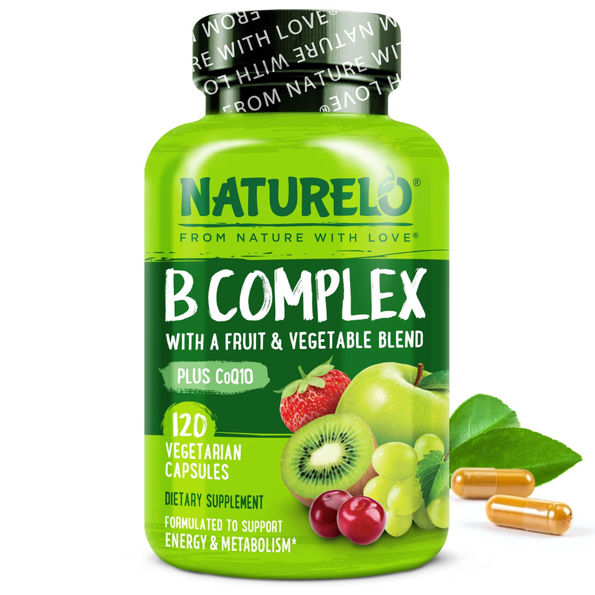 NATURELO B-Complex Complete 70g vegan capsules front view