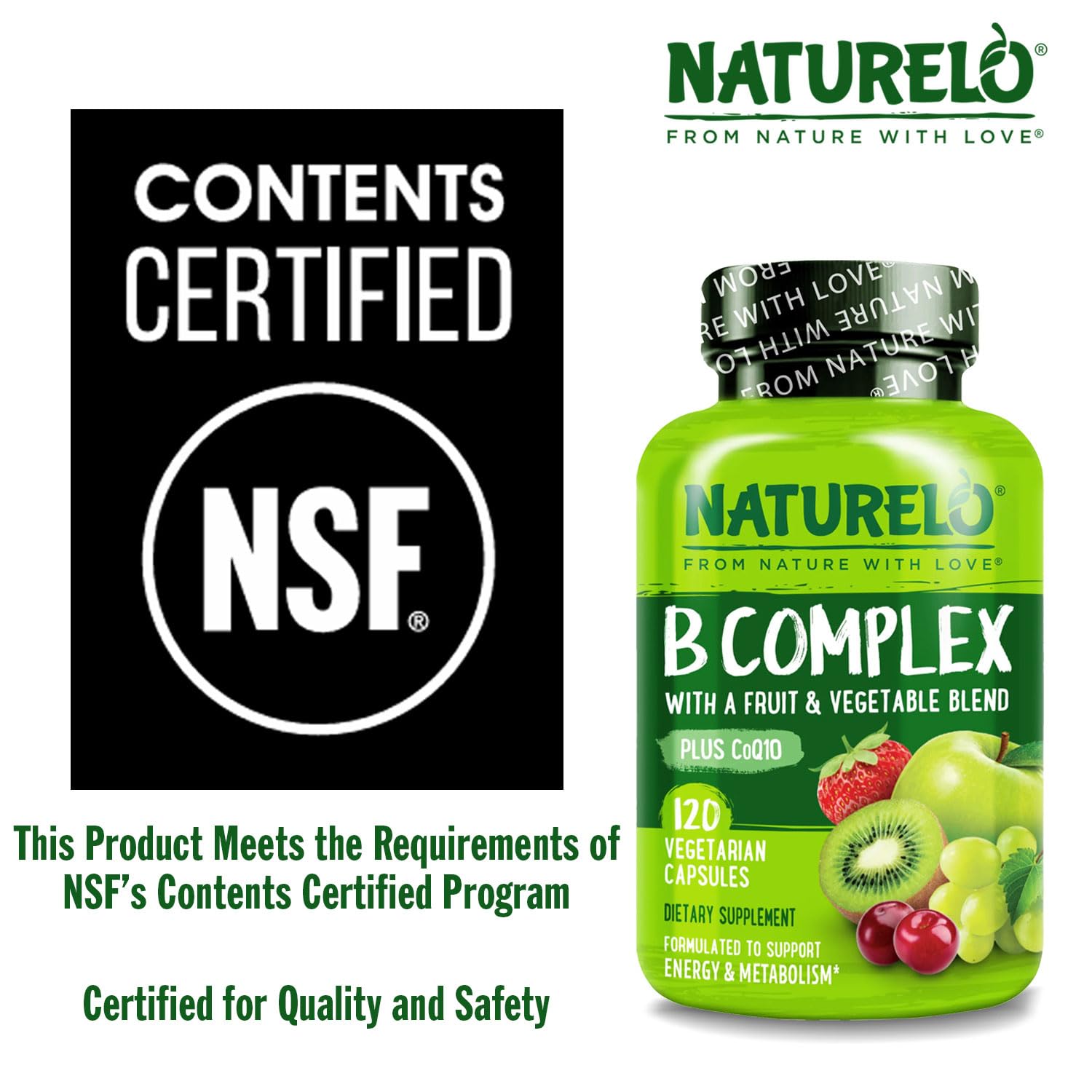 NATURELO B-Complex Complete 70g vegan capsules with organic fruits