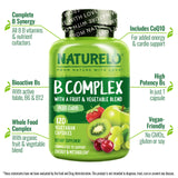 NATURELO B-Complex Complete vegan capsules on a wooden surface