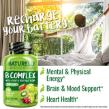 NATURELO B-Complex Complete Vitamin Supplement 60 Capsules side view