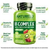 NATURELO B-Complex Complete Vitamin Supplement 60 Capsules with organic fruits