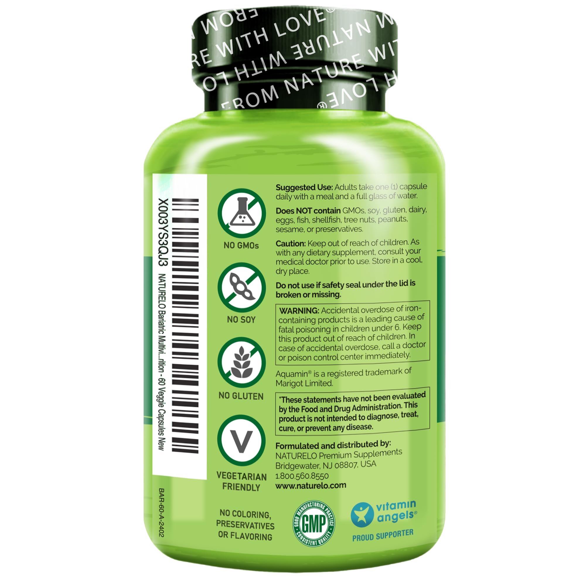 NATURELO Bariatric Multivitamins capsule in hand