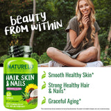 NATURELO Biotin Hair, Skin & Nails Vitamins 80g opened with capsules