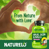 NATURELO Biotin Hair, Skin & Nails Vitamins 80g with coconut oil and herbs