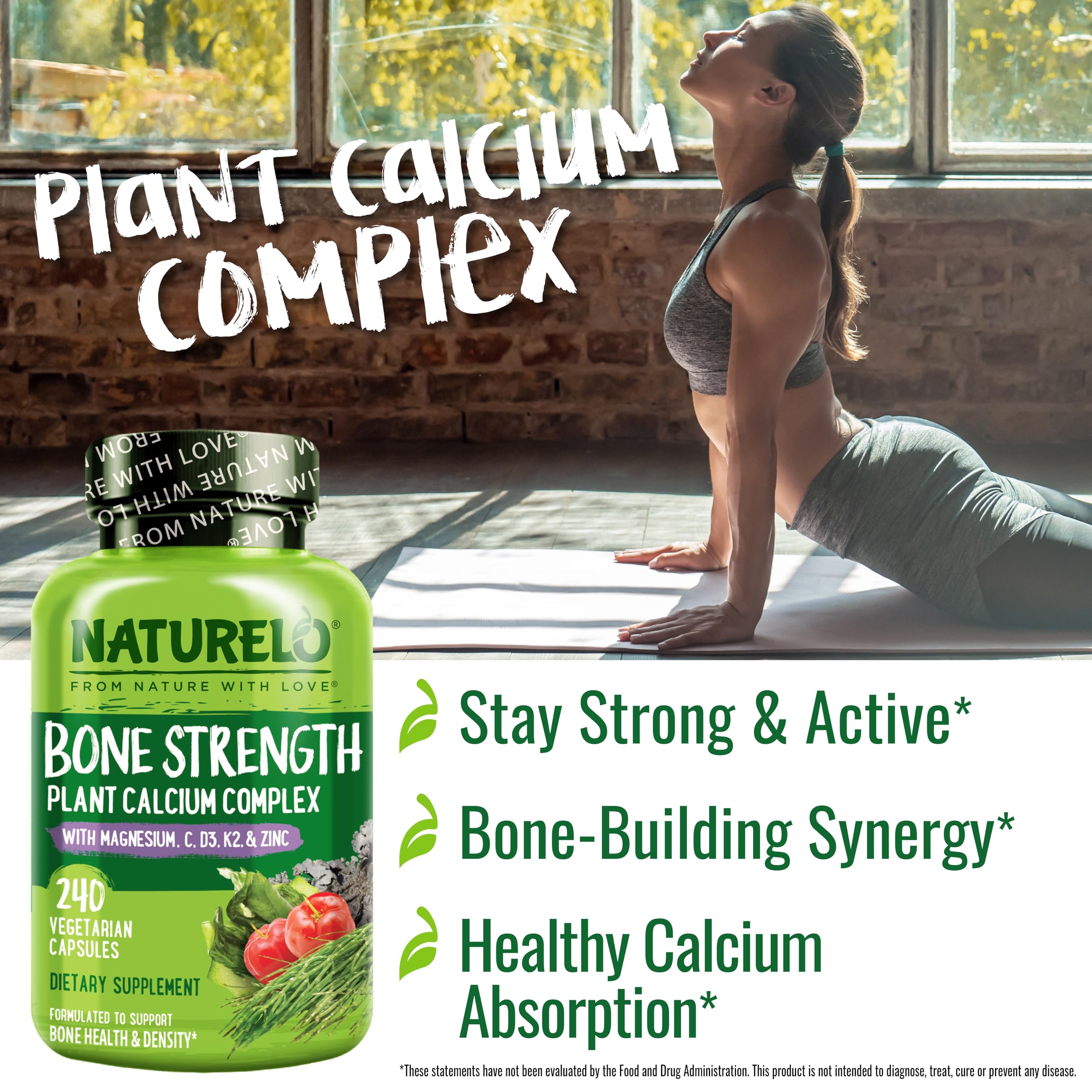 NATURELO Bone Strength supplement bottle with label