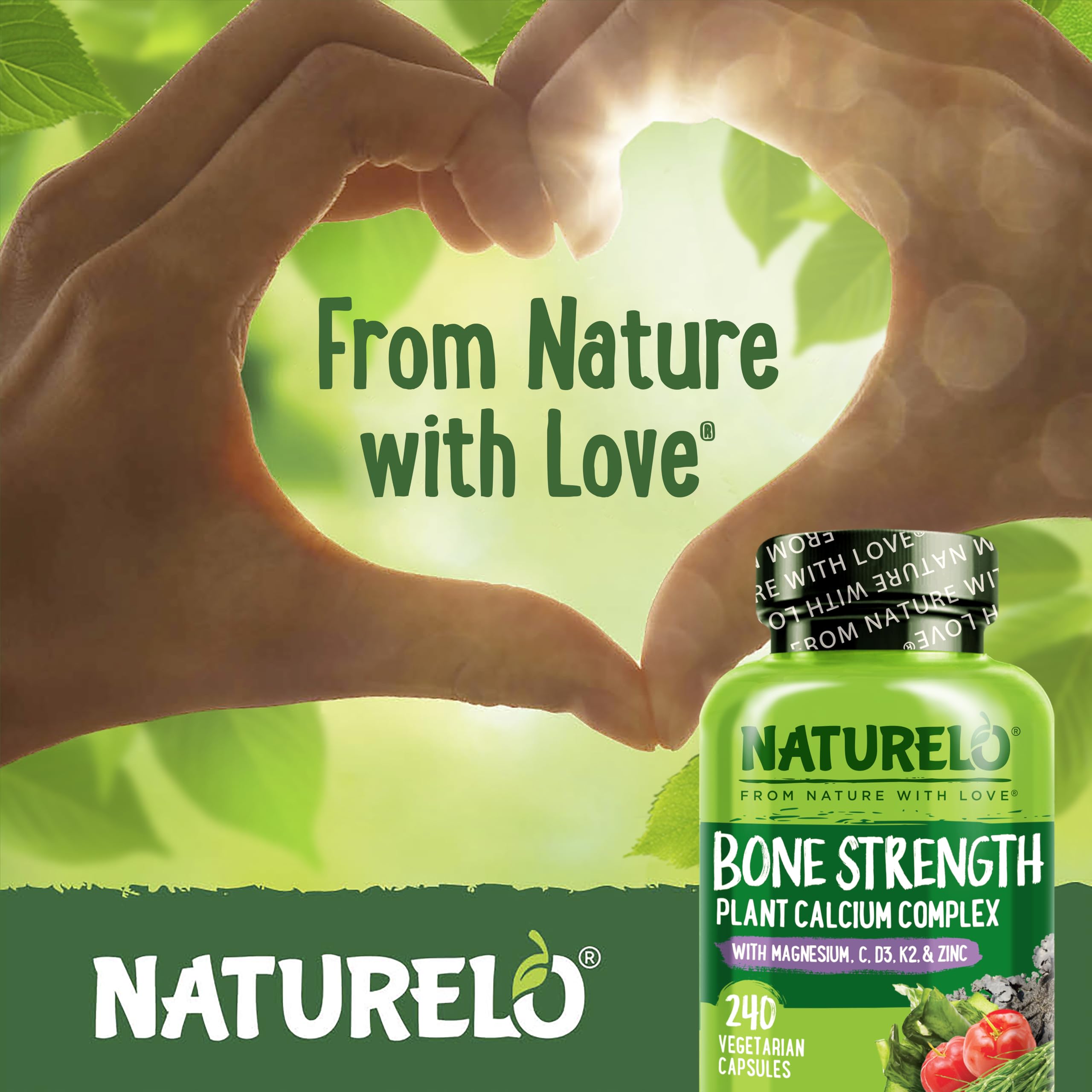 NATURELO Bone Strength supplement capsules close-up