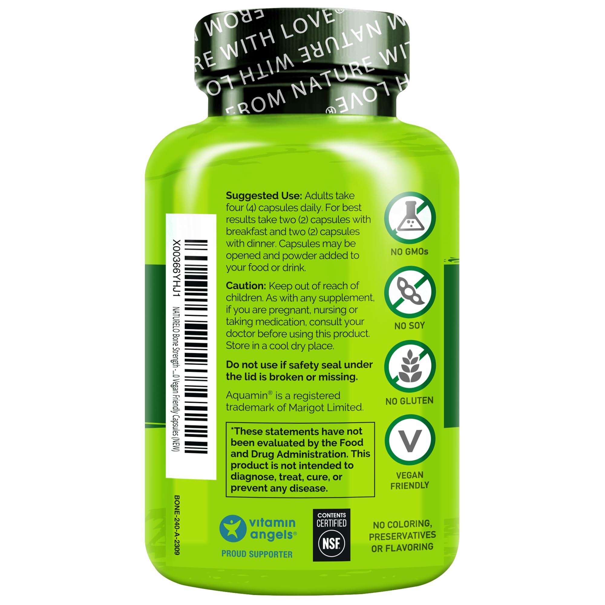 NATURELO Bone Strength supplement in a kitchen setting