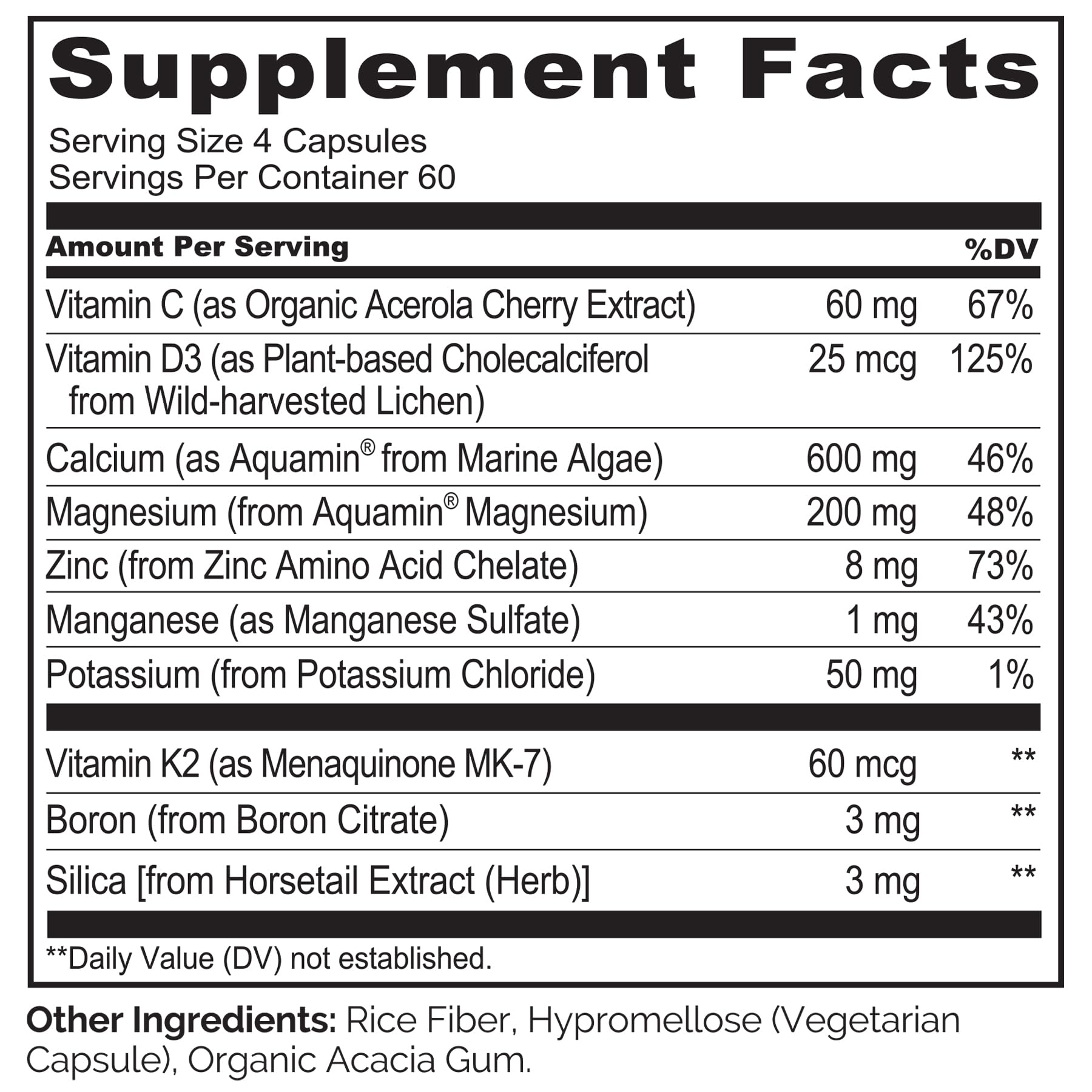 NATURELO Bone Strength supplement ingredients list