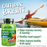 NATURELO Brain Blend Memory Supplement capsules on a table