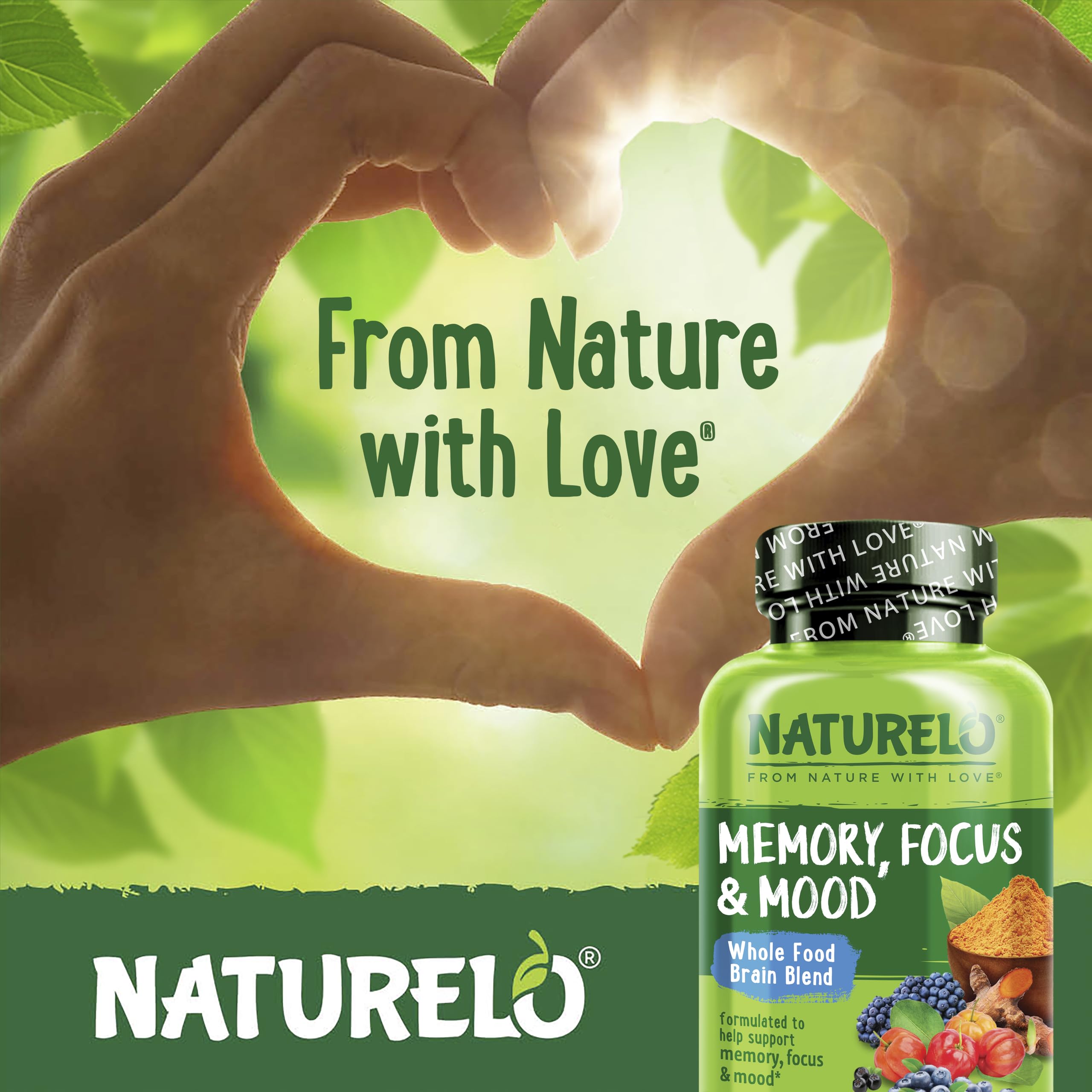 NATURELO Brain Blend Memory Supplement packaging