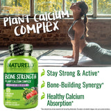 NATURELO Calcium Magnesium Zinc D3 Supplement bottle with measuring scoop