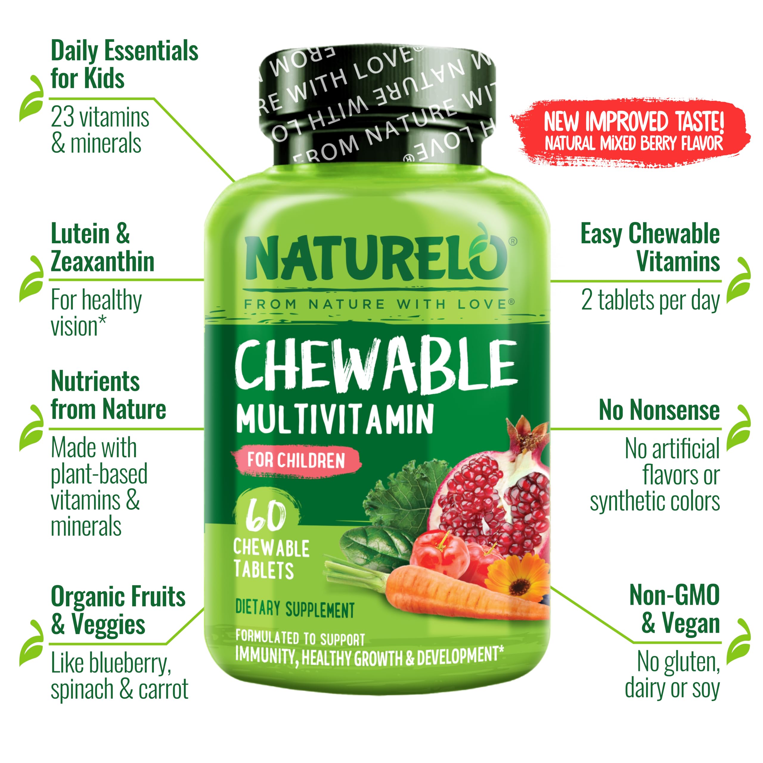 NATURELO Children's Multivitamin Chewables natural mixed berry flavour