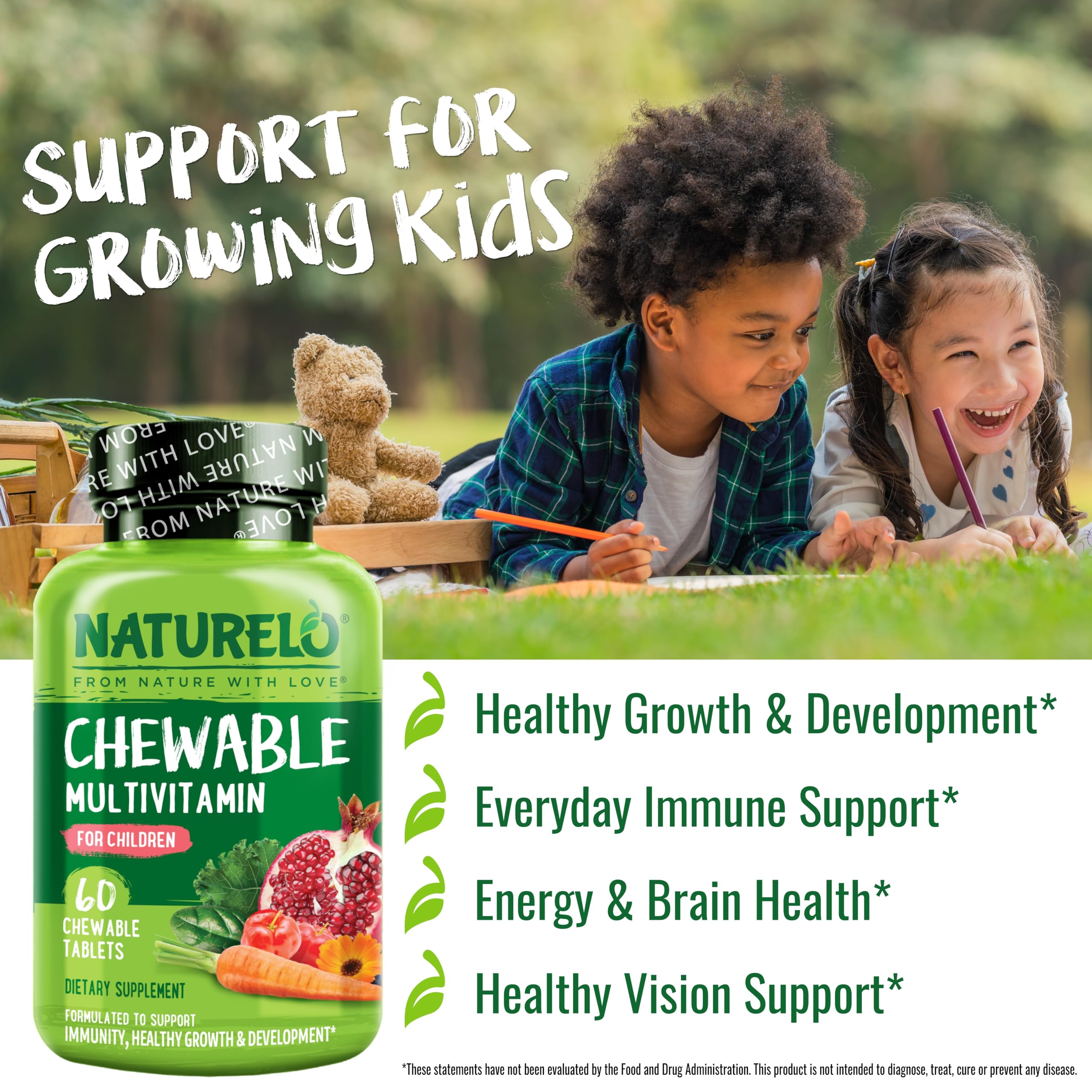 NATURELO Children's Multivitamin Chewables on a kitchen counter