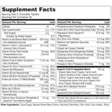 NATURELO Children's Multivitamin Chewables showing organic fruits and vegetables