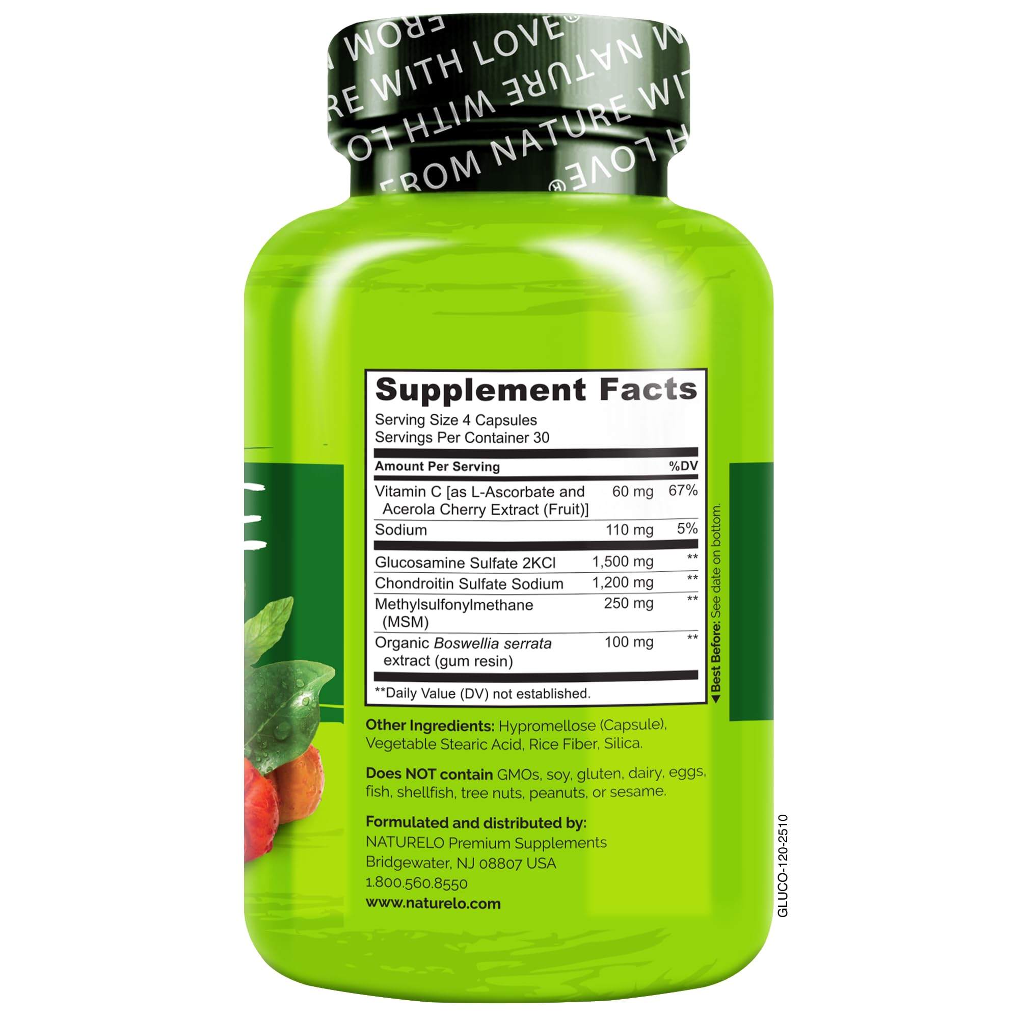 NATURELO Chondroitin Glucosamine MSM supplement packaging