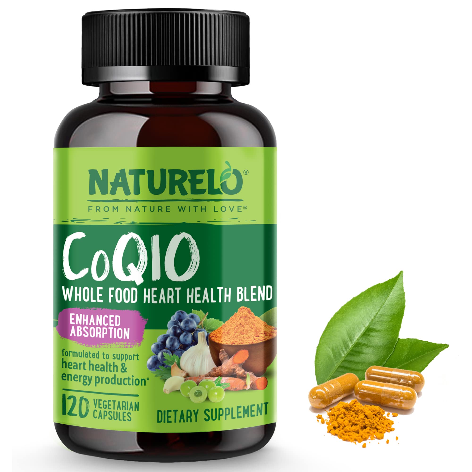 NATURELO CoQ10 Antioxidant Supplement 60 Capsules front view