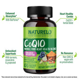 NATURELO CoQ10 Antioxidant Supplement capsules on a table