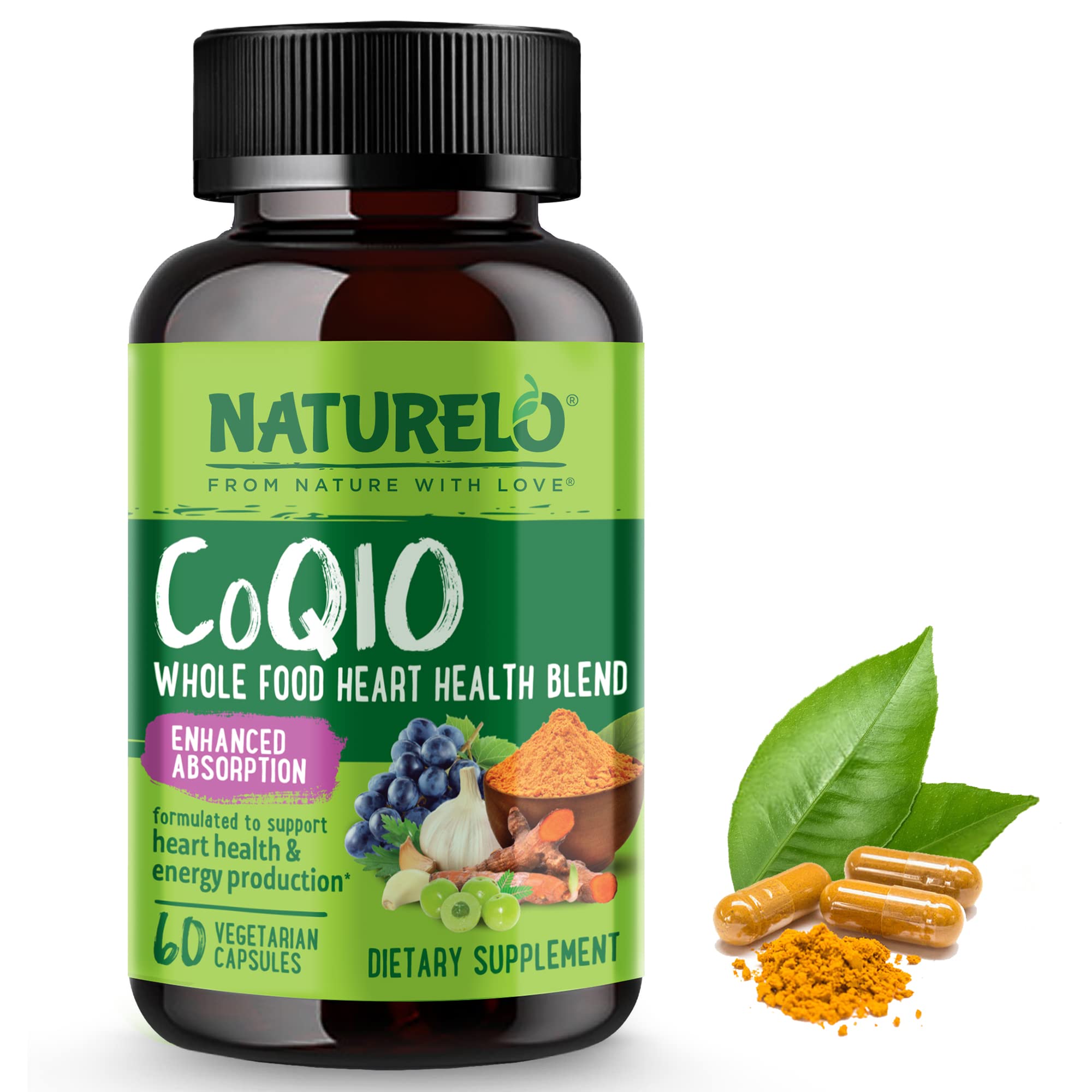 NATURELO CoQ10 Supplement 50g front view with packaging