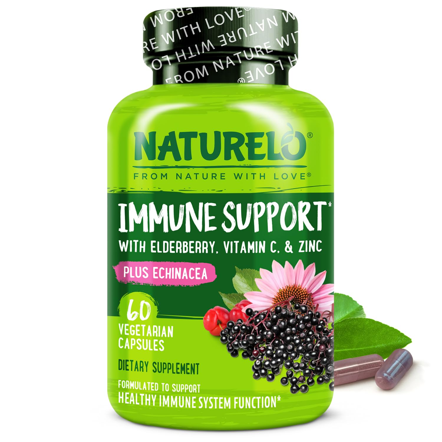 NATURELO Elderberry Supplement 350mg front view