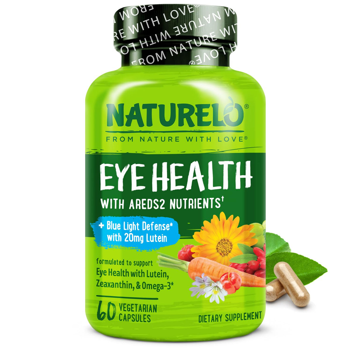 NATURELO Lutein Eye Support Supplement 90 Capsules front view