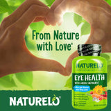 NATURELO Lutein Eye Support Supplement with a measuring spoon