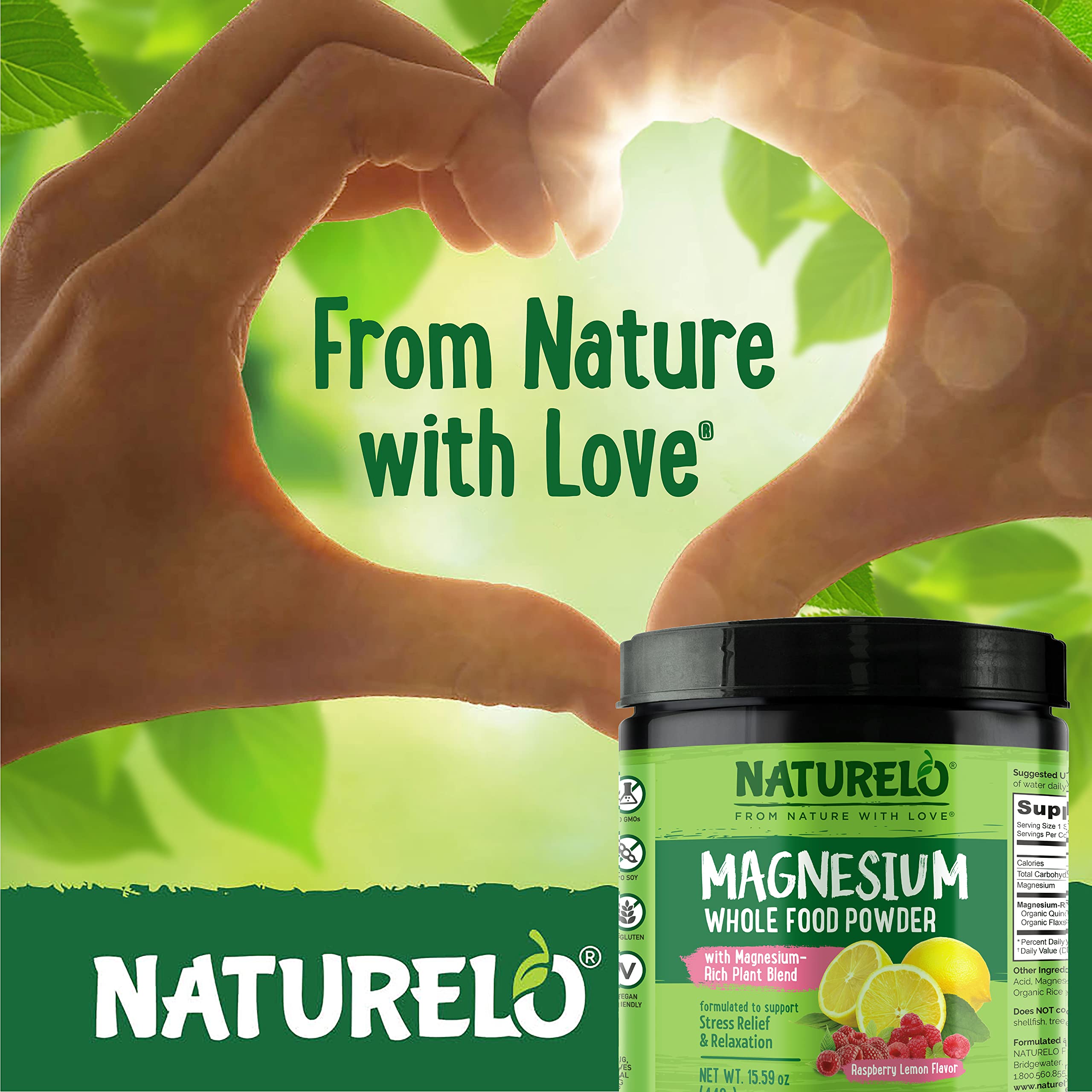 NATURELO Magnesium Citrate Powder side view