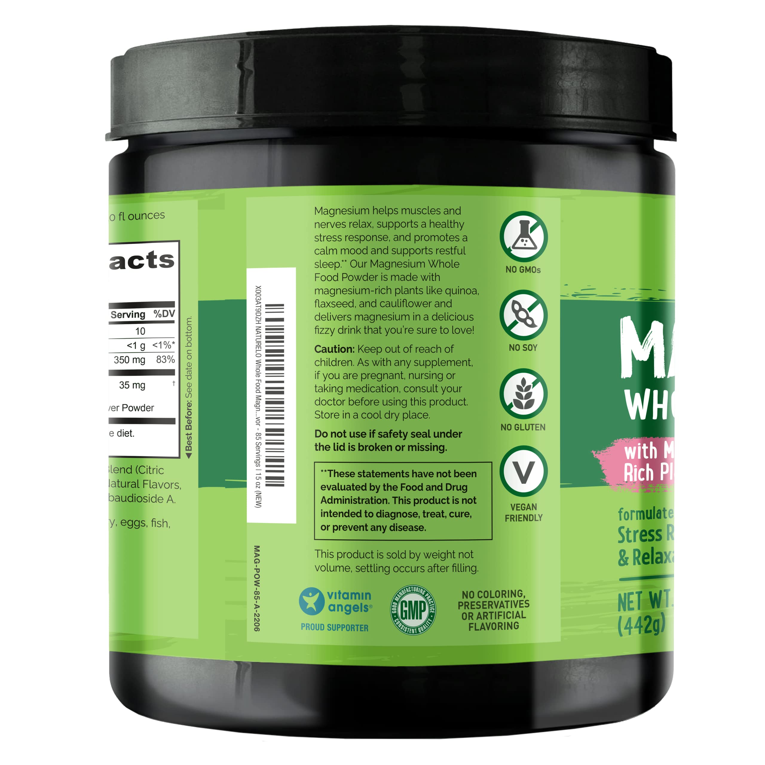 NATURELO Magnesium Citrate Powder with measuring spoon