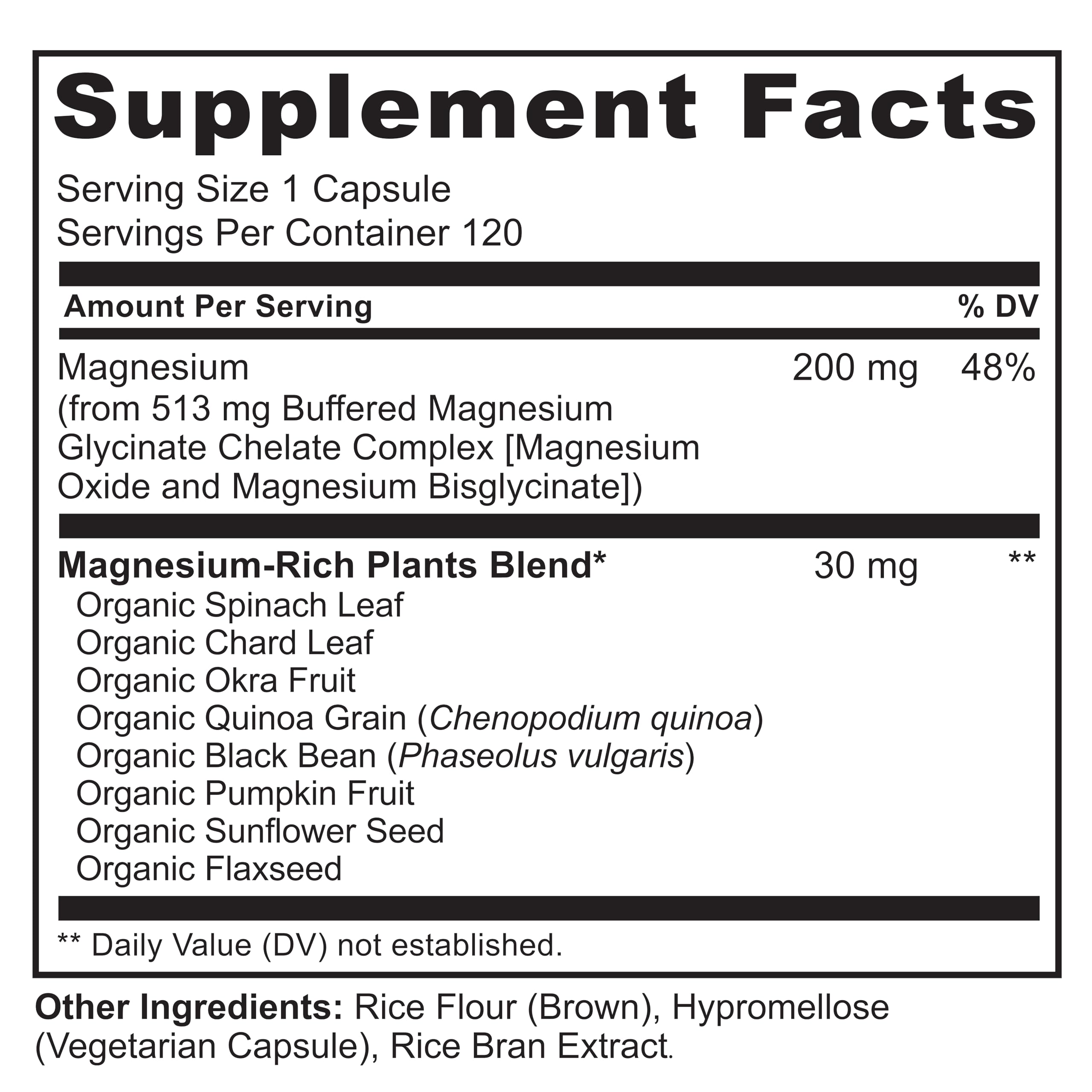 NATURELO Magnesium Glycinate Chelate 200mg supplement back view