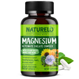 NATURELO Magnesium Glycinate Chelate 200mg supplement front view