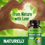NATURELO Magnesium Glycinate Chelate 200mg supplement on a kitchen counter