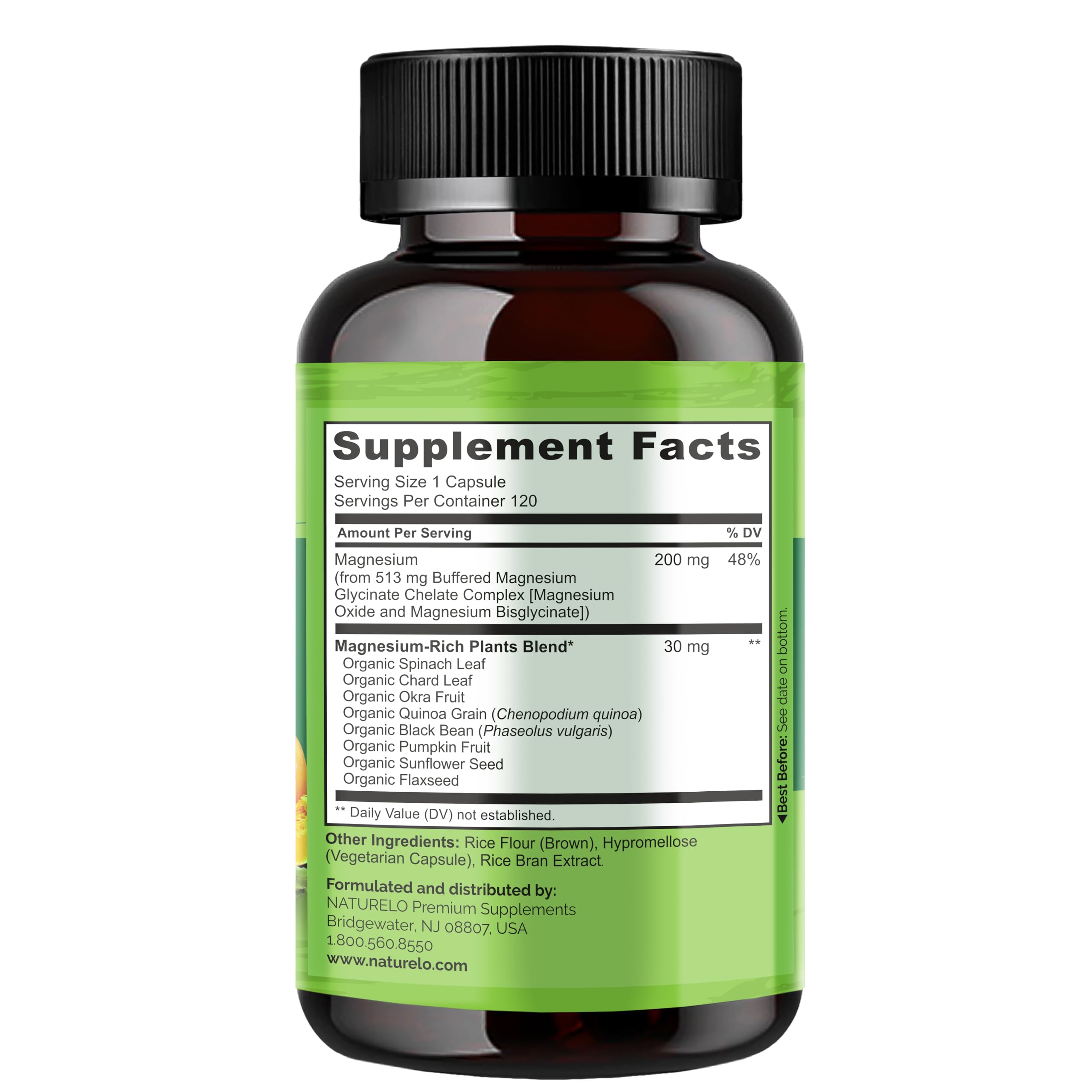 NATURELO Magnesium Glycinate Chelate 200mg supplement packaging