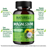 NATURELO Magnesium Glycinate Chelate 200mg supplement side view