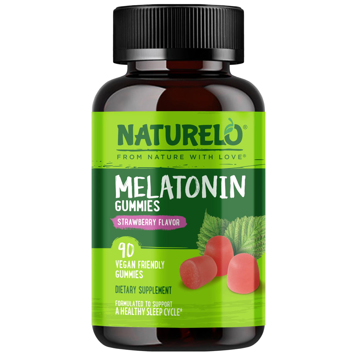 NATURELO Melatonin Gummies 90 Count front view
