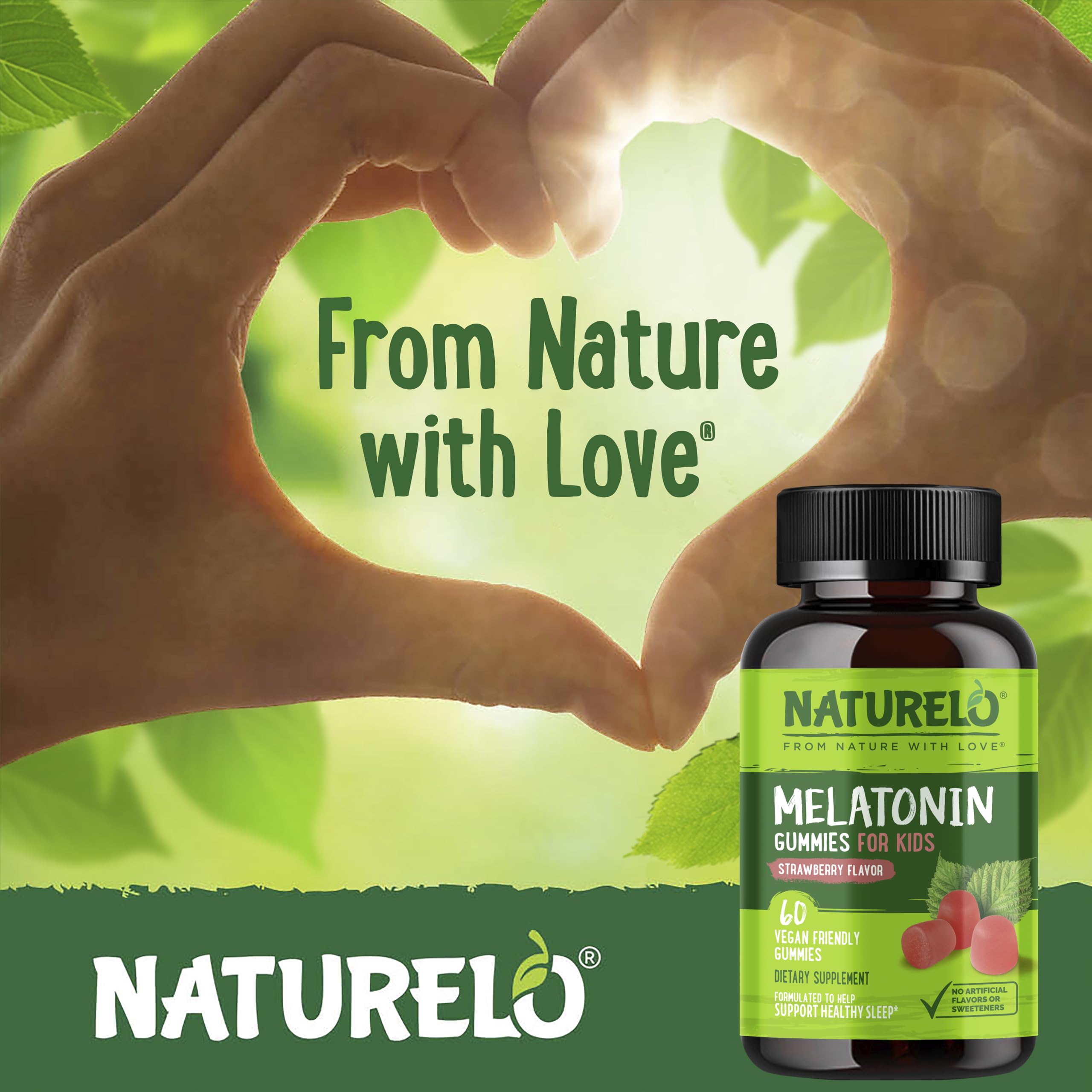 NATURELO Melatonin Sleep Gummies for Kids on a wooden table